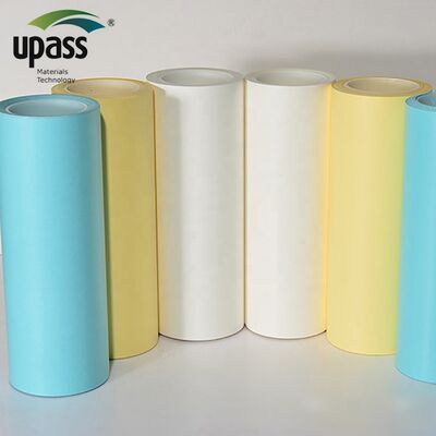 Kertas Rilis Kaca Biru Kuning Putih Eropa Gulungan Jumbo 40gsm-60gsm Lapisan Silikon Tahan Minyak Cetakan Tiup Plastik
