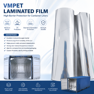 150μm VMPET Laminated Film untuk isolasi kontainer pengiriman dan perlindungan hambatan kelembaban