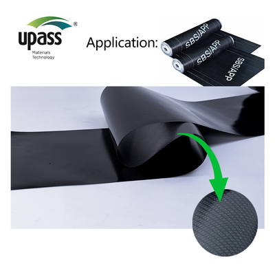Bahan Permukaan Plastik Film Cross Laminated HDPE untuk Membran Atap Tahan Air Bitumen yang Dimodifikasi Polimer Perekat Diri
