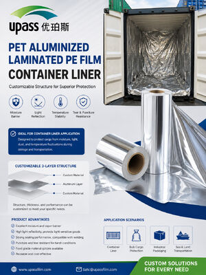 150μm VMPET Aluminium PET film berlapis untuk Pengisolasi Kontainer Pengiriman dan perlindungan hambatan kelembaban